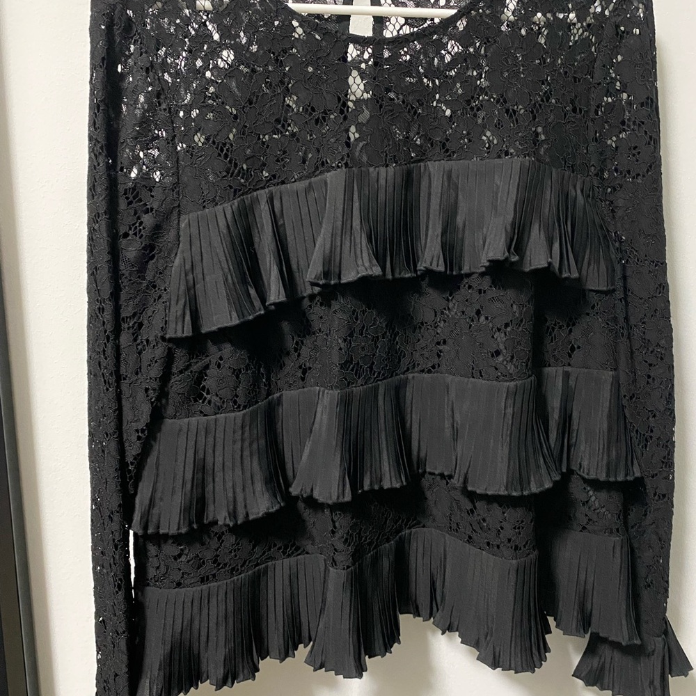 Elegant Black Lace Ruffle Top